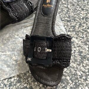 Sam Edelman Black Textured Slide Sandals